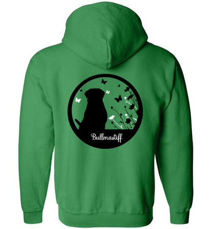 Bullmastiff Flowers Gildan Zip Hoodie S,M,L,XL