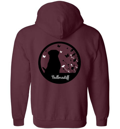 Bullmastiff Flowers Gildan Zip Hoodie S,M,L,XL