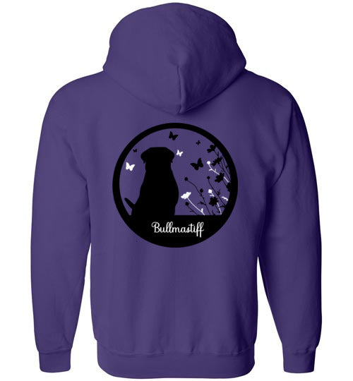 Bullmastiff Flowers Gildan Zip Hoodie S,M,L,XL