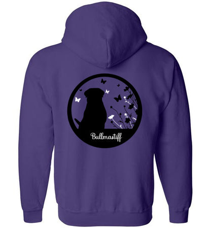 Bullmastiff Flowers Gildan Zip Hoodie S,M,L,XL