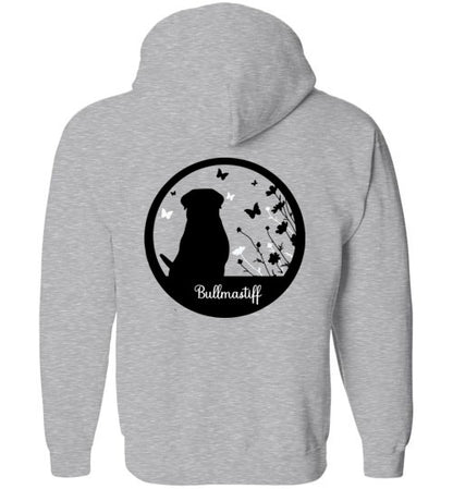 Bullmastiff Flowers Gildan Zip Hoodie S,M,L,XL