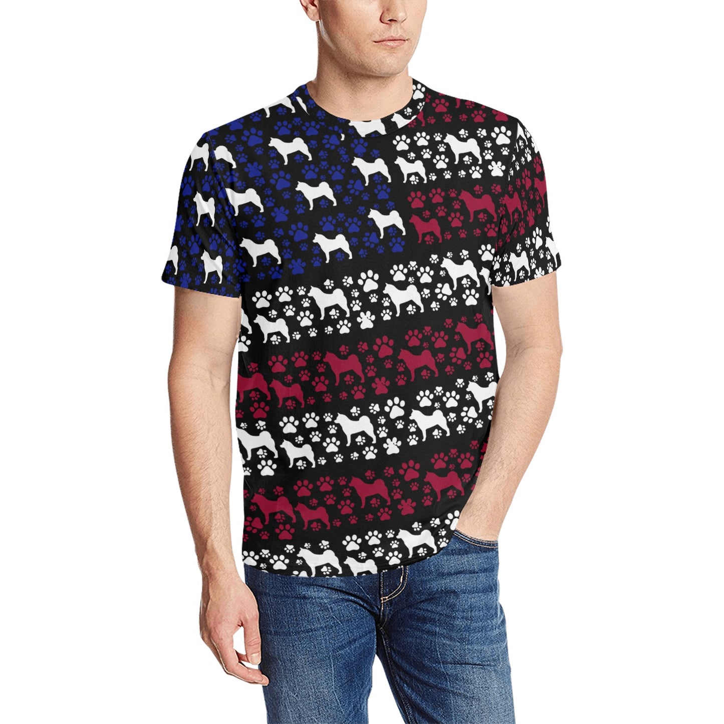 Akita Stars & Paws All Over Print T-Shirt