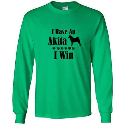 Akita I Win Unisex Gildan Ultra Cotton Long Sleeve T-Shirt