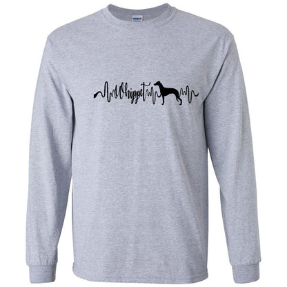 Whippet Heartbeat Black Unisex Long Sleeve T-Shirt