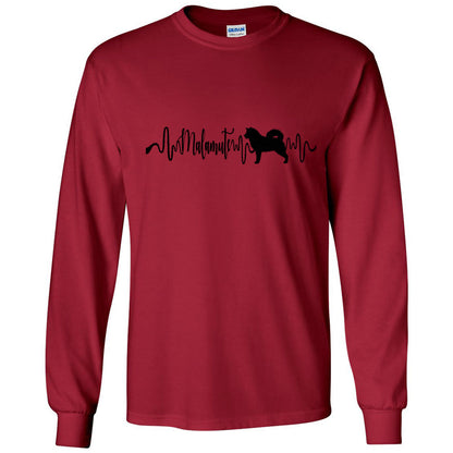 Malamute Heartbeat Black Unisex Long Sleeve T-Shirt