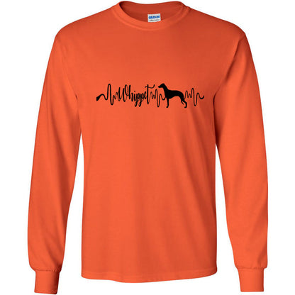 Whippet Heartbeat Black Unisex Long Sleeve T-Shirt