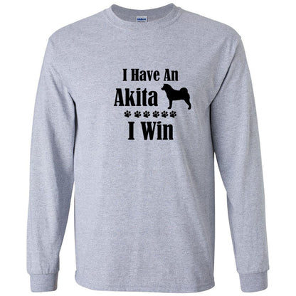 Akita I Win Unisex Gildan Ultra Cotton Long Sleeve T-Shirt