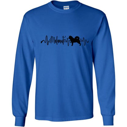 Malamute Heartbeat Black Unisex Long Sleeve T-Shirt