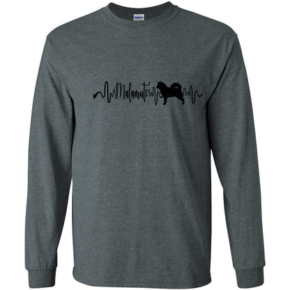 Malamute Heartbeat Black Unisex Long Sleeve T-Shirt