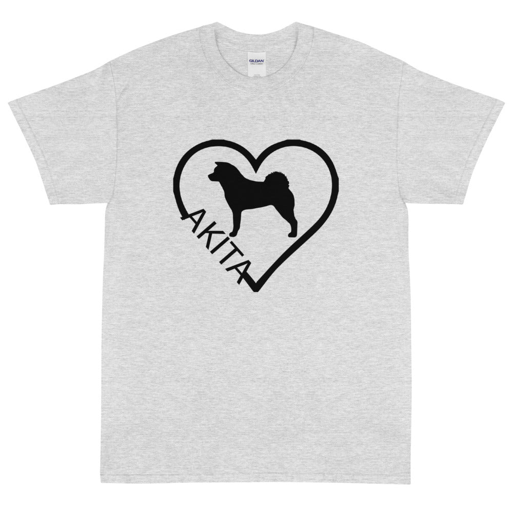 Akita Heart Block Text Unisex Gildan 2000 Short Sleeve T-Shirt