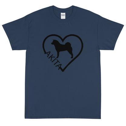 Akita Heart Block Text Unisex Gildan 2000 Short Sleeve T-Shirt