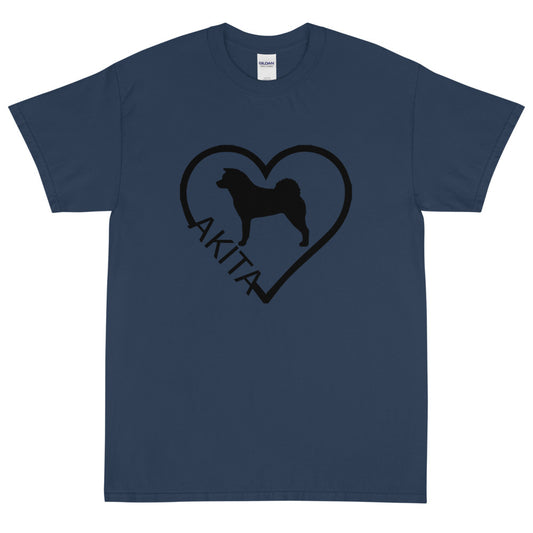 Akita Heart Block Text Unisex Gildan 2000 Short Sleeve T-Shirt
