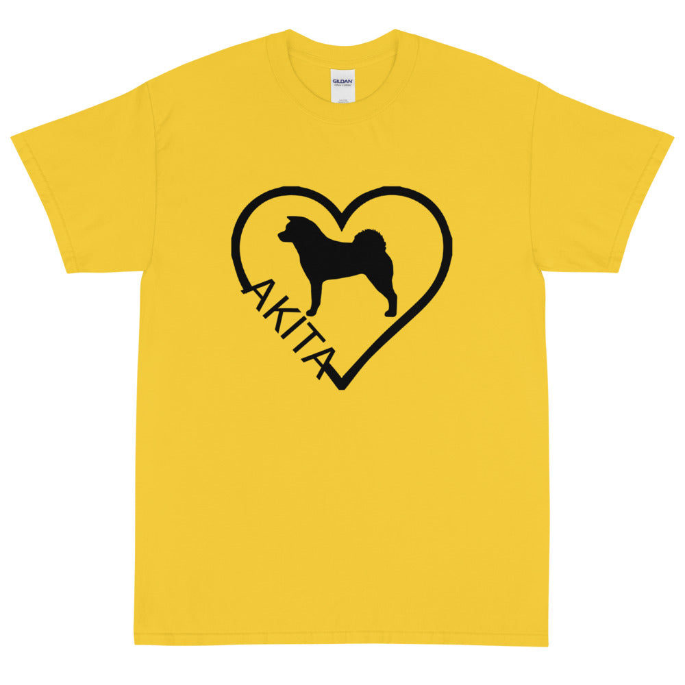 Akita Heart Block Text Unisex Gildan 2000 Short Sleeve T-Shirt