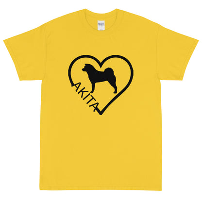 Akita Heart Block Text Unisex Gildan 2000 Short Sleeve T-Shirt