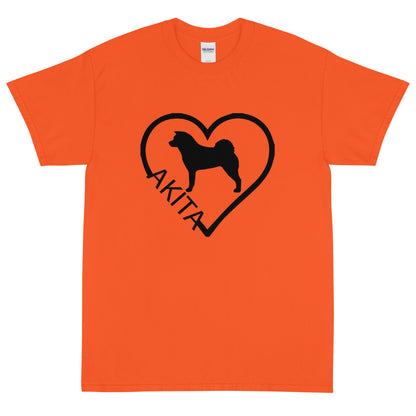 Akita Heart Block Text Unisex Gildan 2000 Short Sleeve T-Shirt