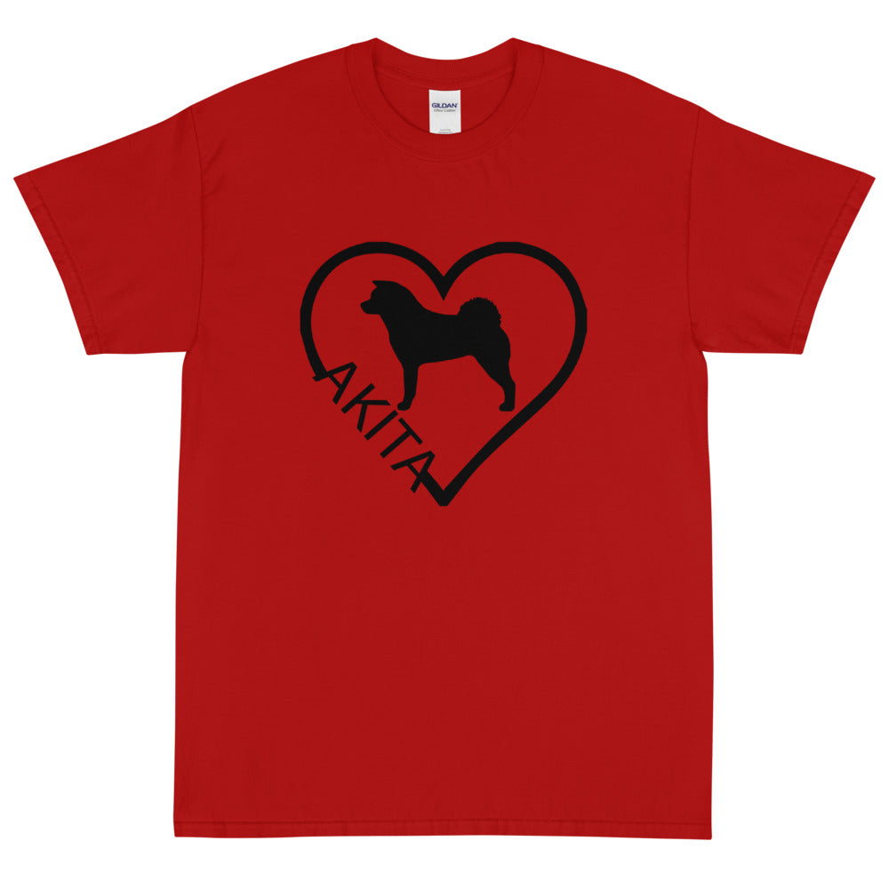 Akita Heart Block Text Unisex Gildan 2000 Short Sleeve T-Shirt