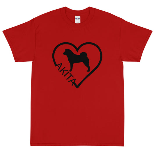 Akita Heart Block Text Unisex Gildan 2000 Short Sleeve T-Shirt