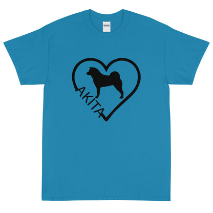 Akita Heart Block Text Unisex Gildan 2000 Short Sleeve T-Shirt