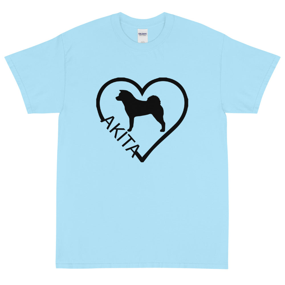 Akita Heart Block Text Unisex Gildan 2000 Short Sleeve T-Shirt