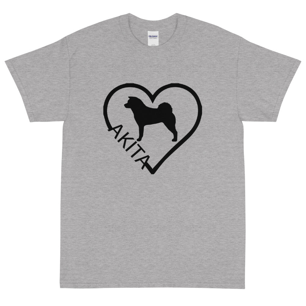 Akita Heart Block Text Unisex Gildan 2000 Short Sleeve T-Shirt