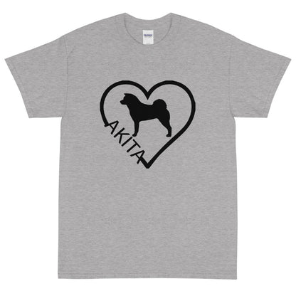 Akita Heart Block Text Unisex Gildan 2000 Short Sleeve T-Shirt