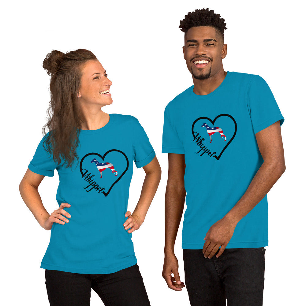 Whippet Heart USA Short-Sleeve Unisex T-Shirt