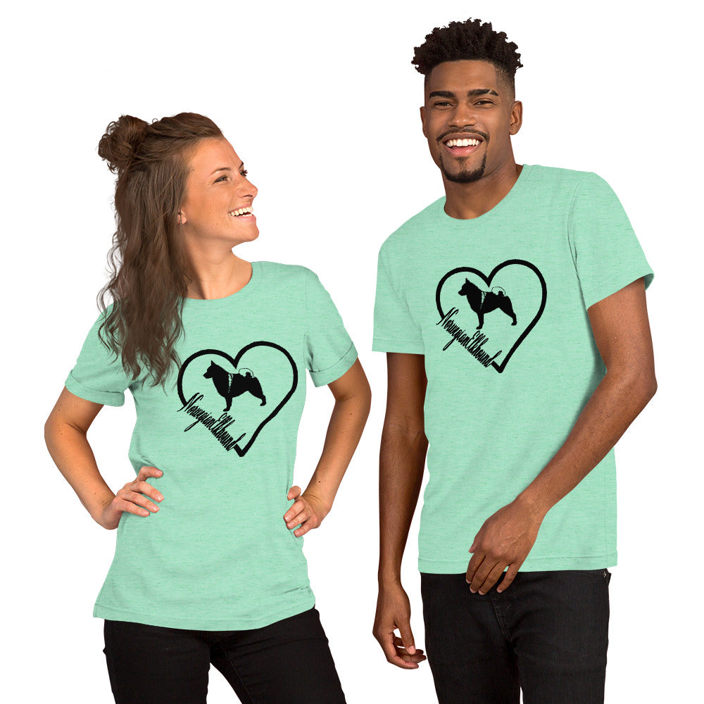 Norwegian Elkhound Heart Short-Sleeve Unisex T-Shirt