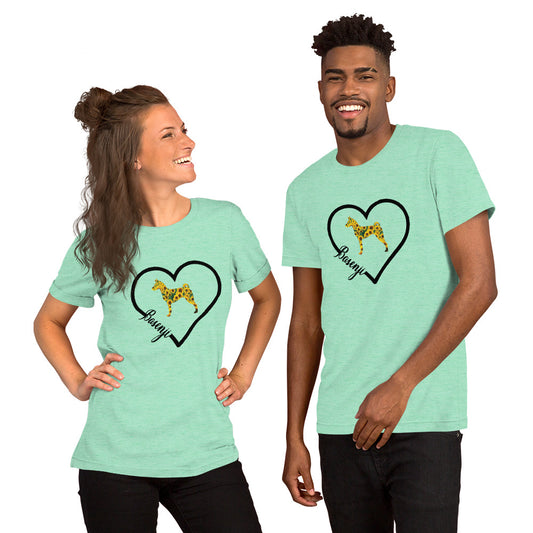 Basenji Heart Sunflower Short-Sleeve Unisex T-Shirt