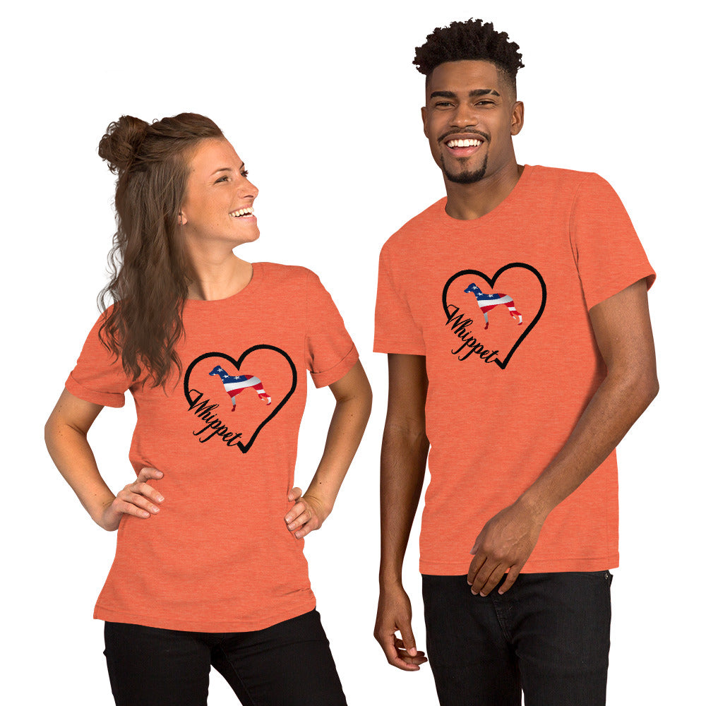 Whippet Heart USA Short-Sleeve Unisex T-Shirt