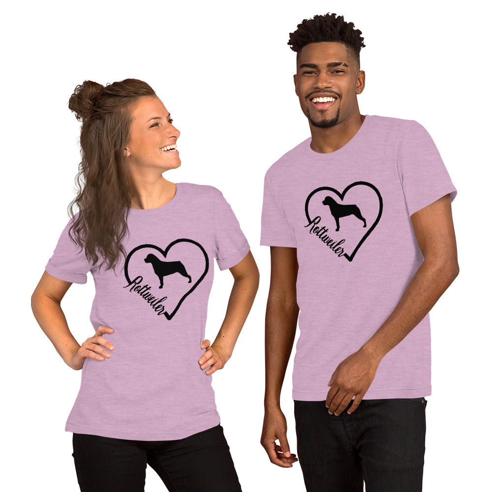 Rottweiler Heart Silhouette Short-Sleeve Unisex T-Shirt