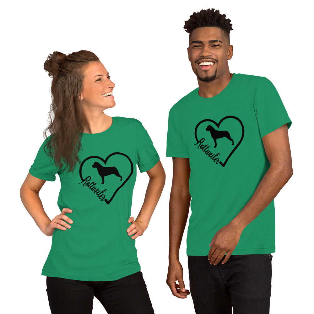 Rottweiler Heart Silhouette Short-Sleeve Unisex T-Shirt