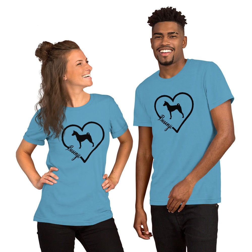 Basenji Heart Silhouette Short-Sleeve Unisex T-Shirt