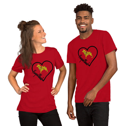 Norwegian Elkhound Heart Sunflower Short-Sleeve Unisex T-Shirt