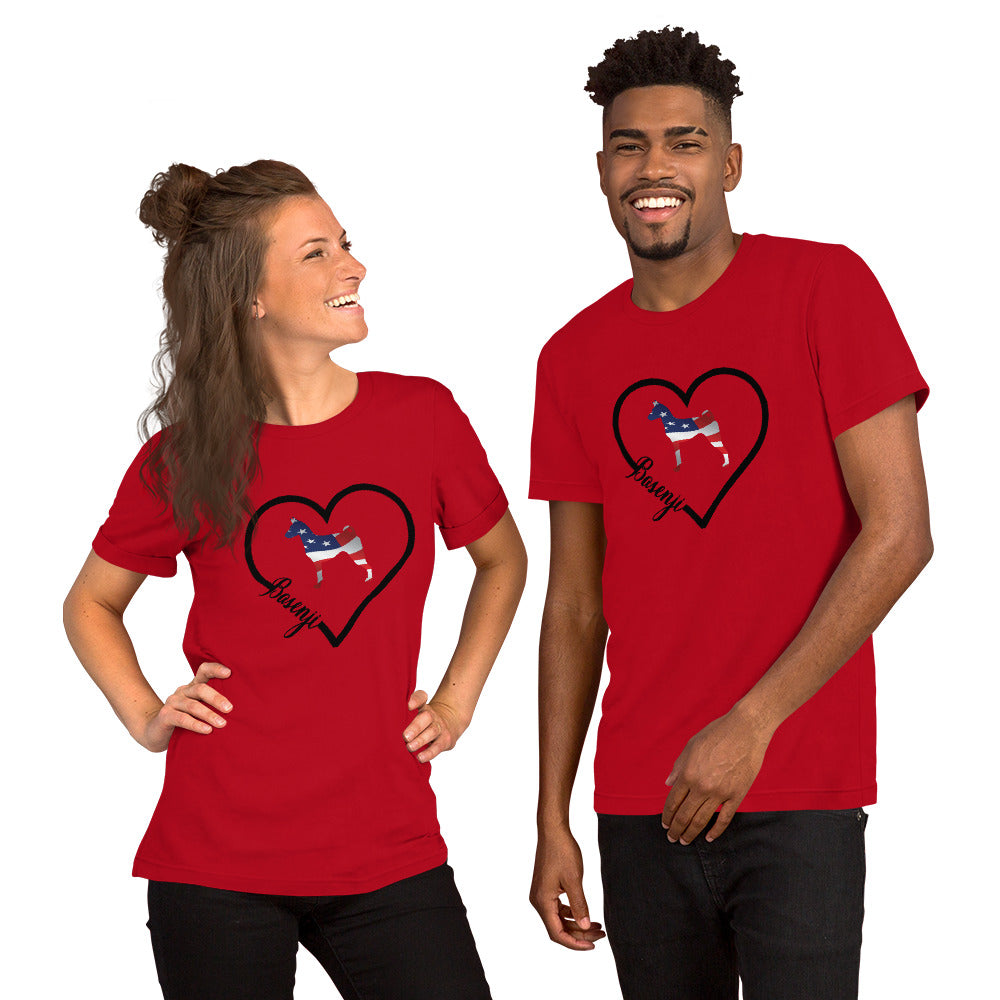 Basenji Heart USA Short-Sleeve Unisex T-Shirt