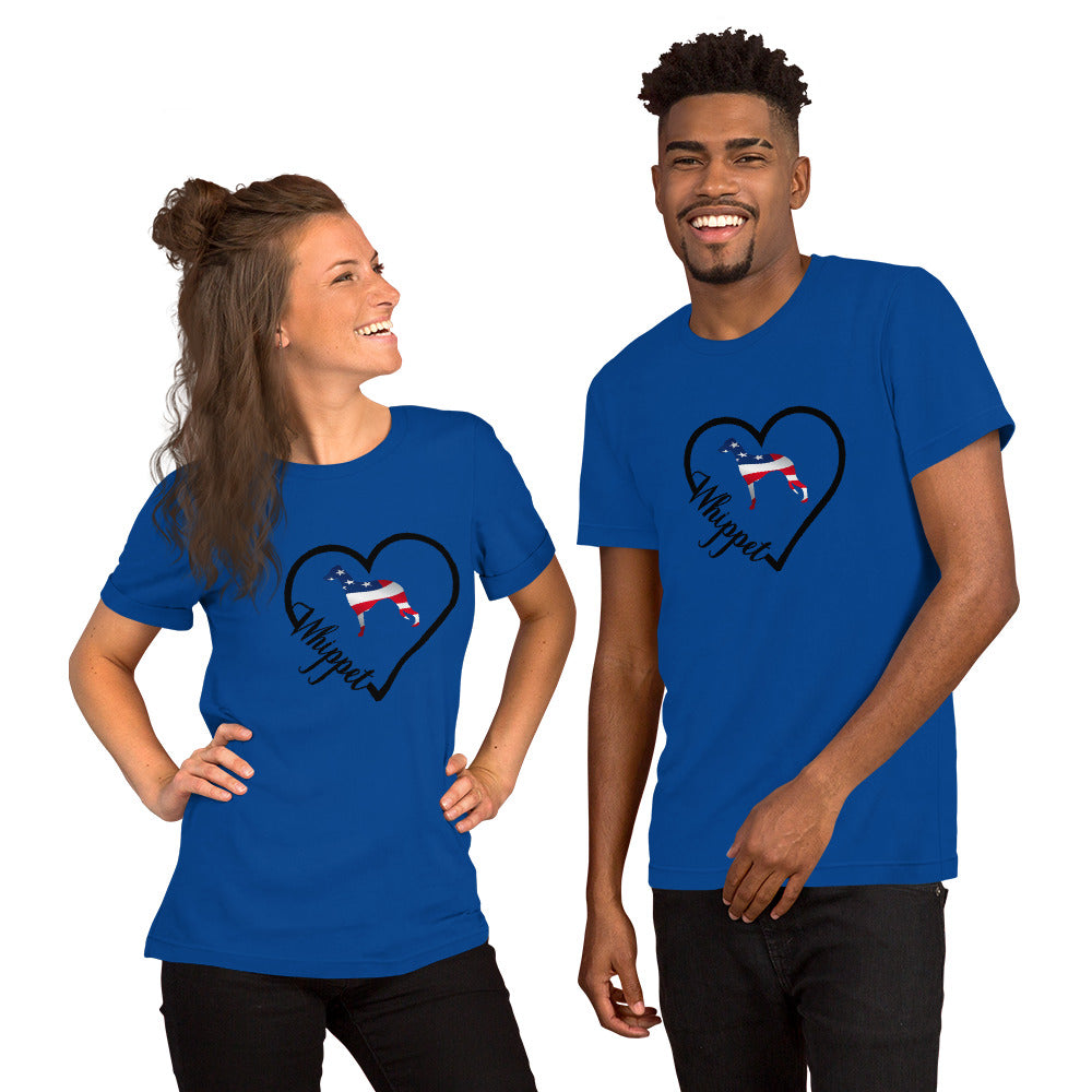 Whippet Heart USA Short-Sleeve Unisex T-Shirt