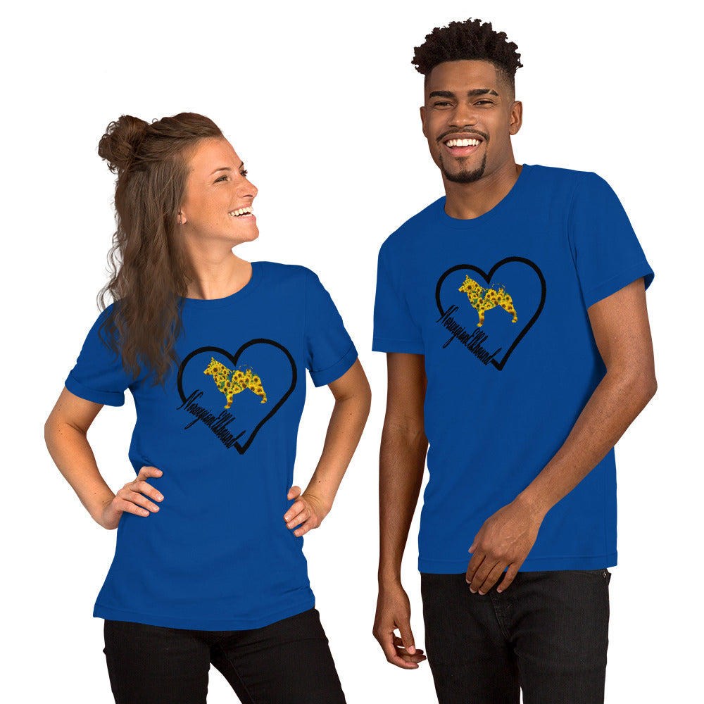 Norwegian Elkhound Heart Sunflower Short-Sleeve Unisex T-Shirt