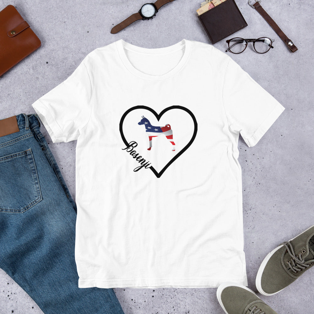 Basenji Heart USA Short-Sleeve Unisex T-Shirt