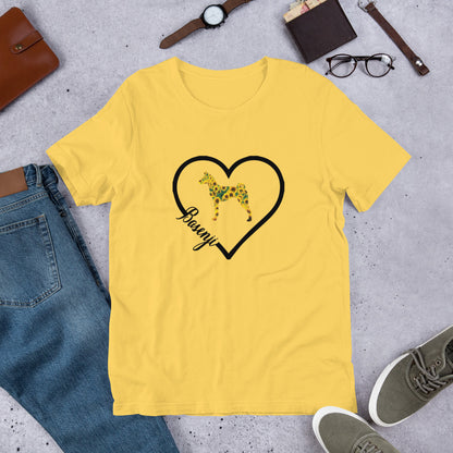 Basenji Heart Sunflower Short-Sleeve Unisex T-Shirt