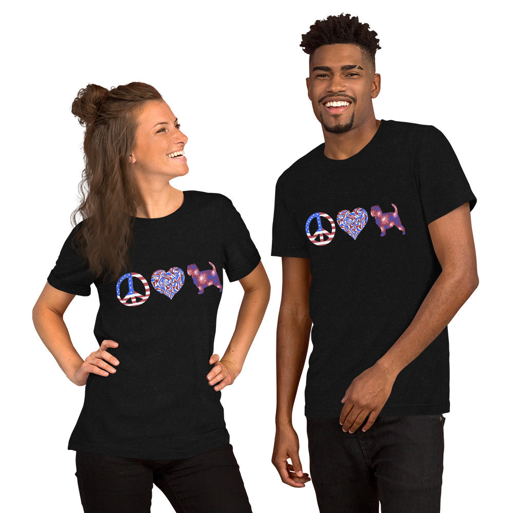 Peace Love Affenpinscher Unisex t-shirt