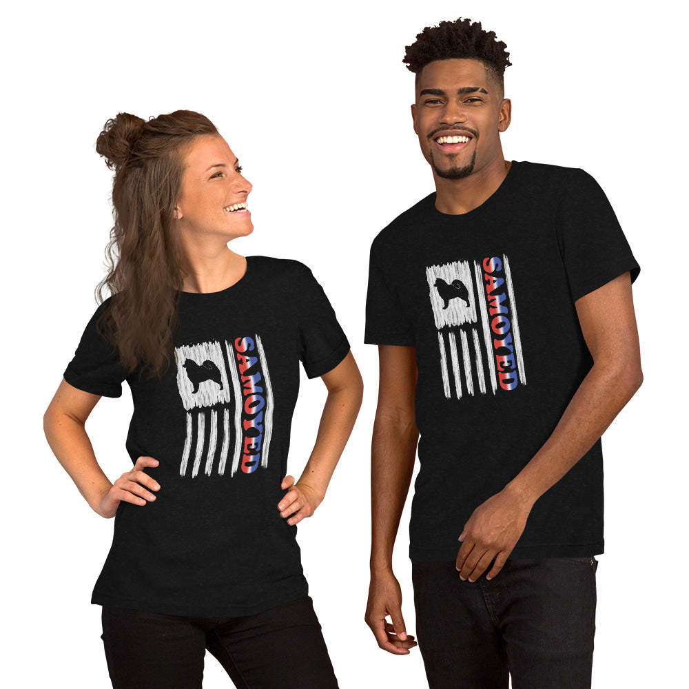 Samoyed Vertical Flag RWB Short-sleeve unisex T-shirt