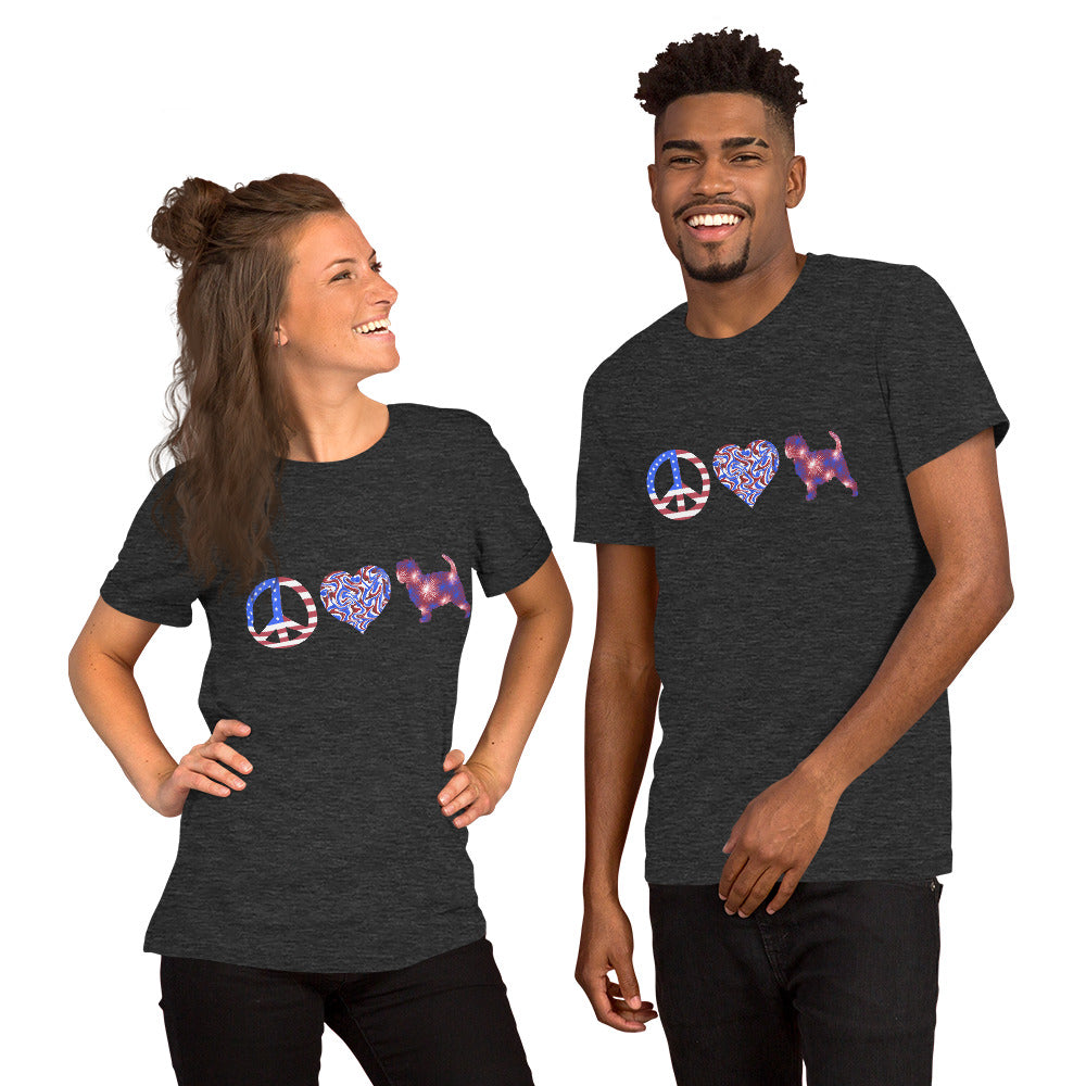 Peace Love Affenpinscher Unisex t-shirt