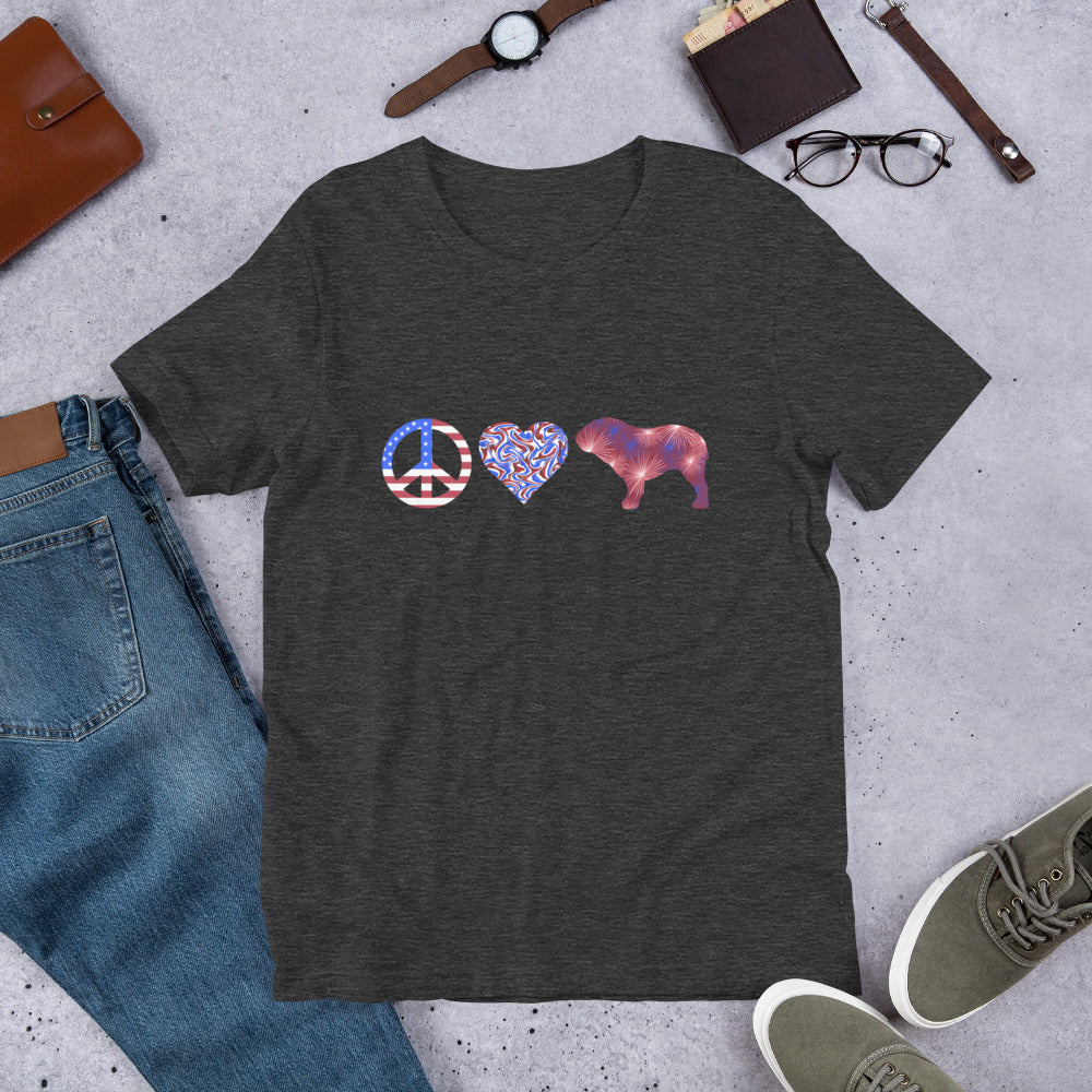 Peace Love Bulldog Unisex Short Sleeve T-shirt