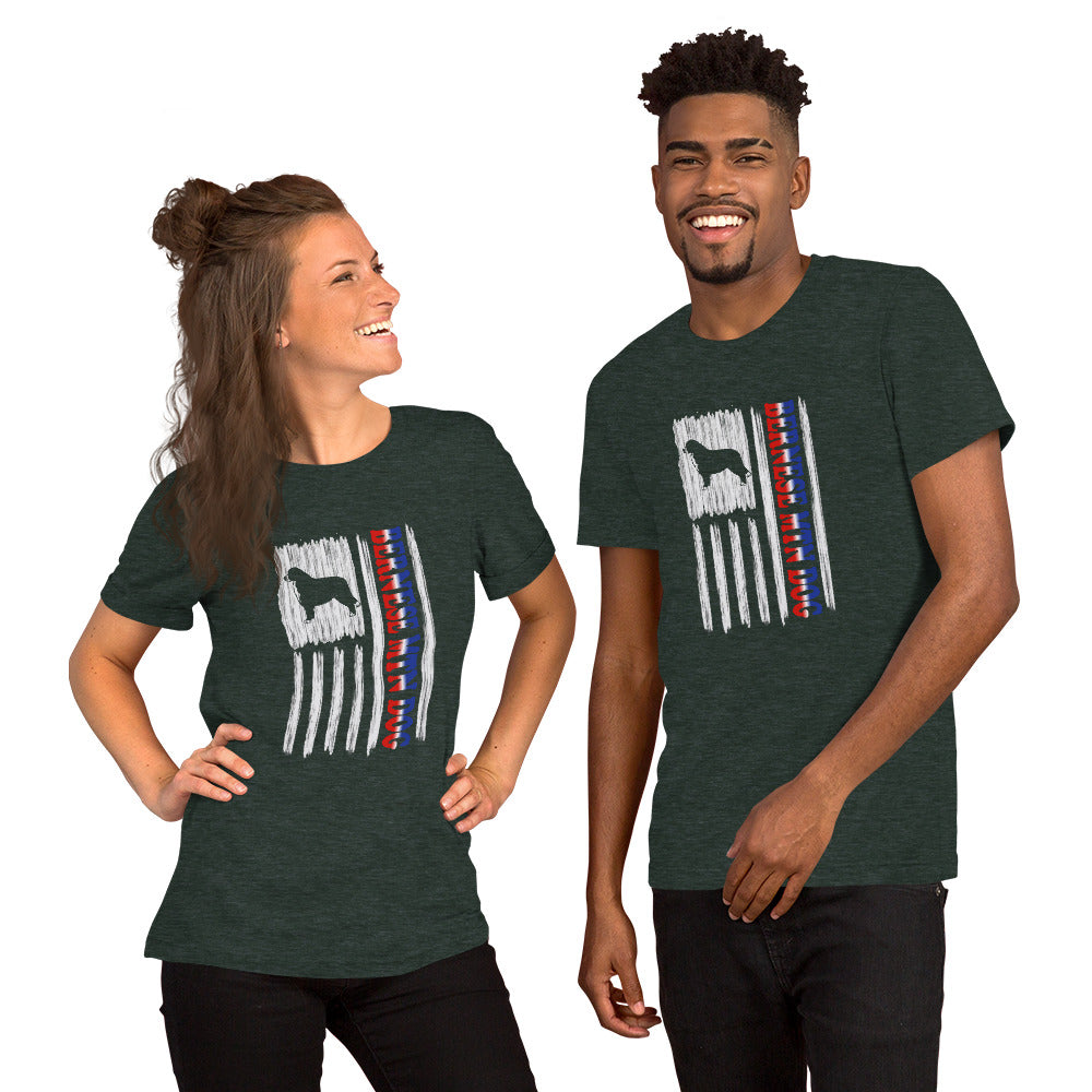 Bernese Mtn Dog Vertical Flag RWB Short-sleeve unisex t-shirt