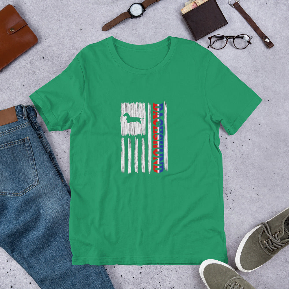 Dachshund Wirehaired Vertical Flag RWB Short-sleeve unisex t-shirt