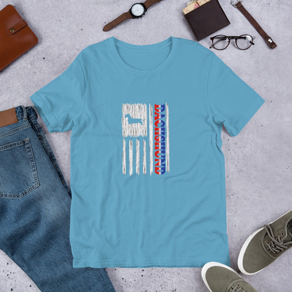 Dachshund Wirehaired Vertical Flag RWB Short-sleeve unisex t-shirt