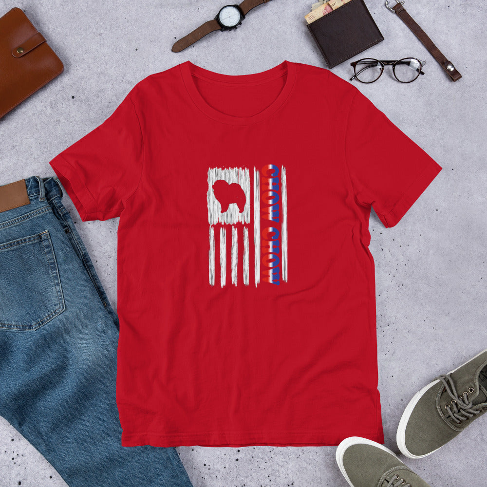 Chow Chow Vertical Flag RWB Short-sleeve unisex t-shirt