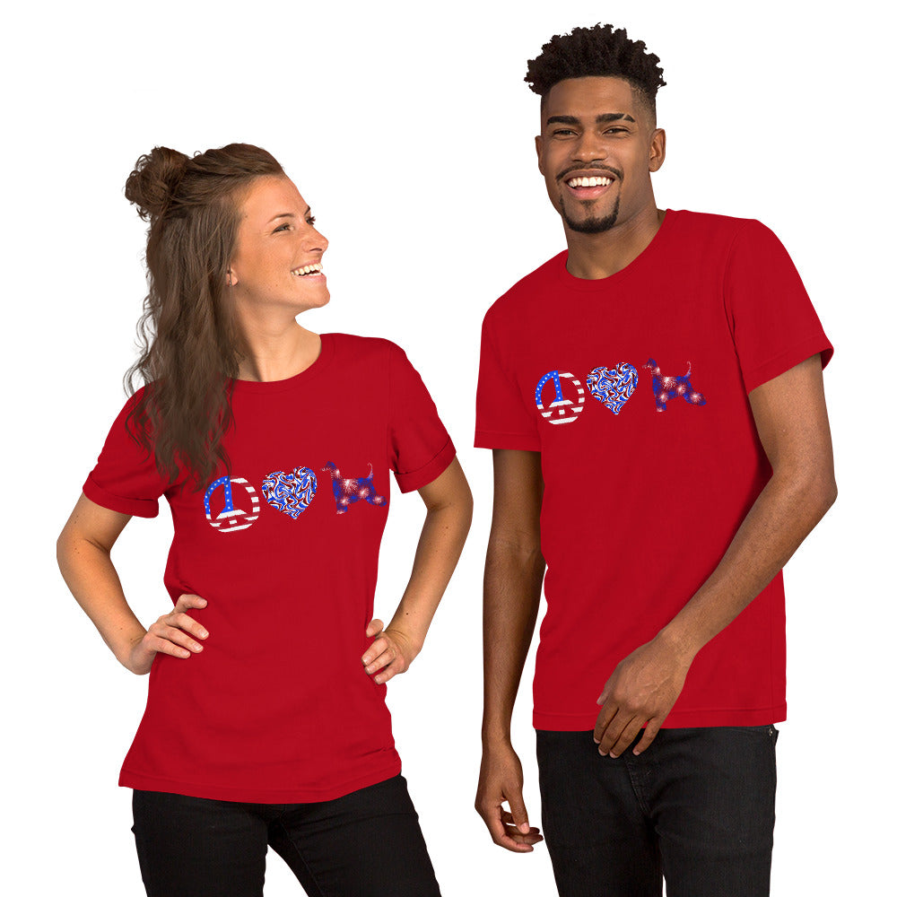 Peace Love Afghan Unisex t-shirt